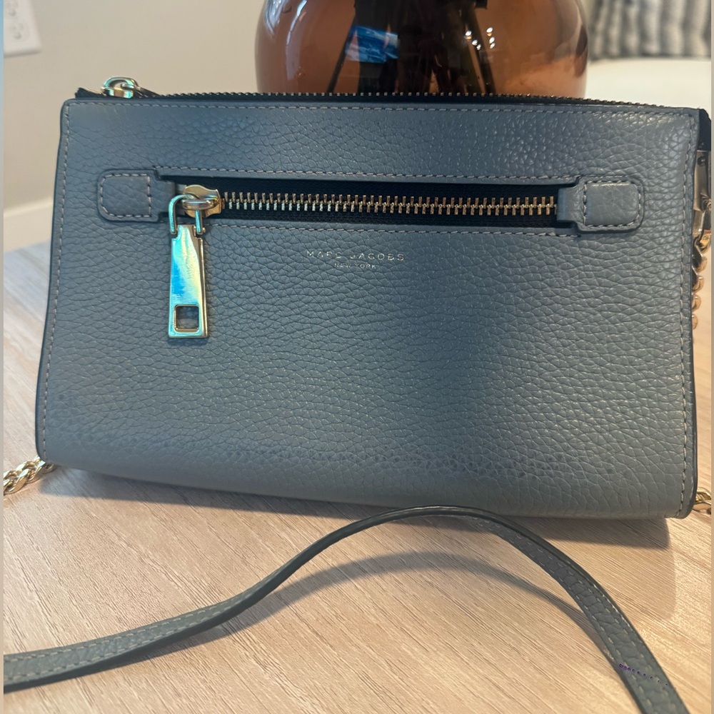 Marc Jacobs Slate Blue Pebbled Leather Crossbody Bag